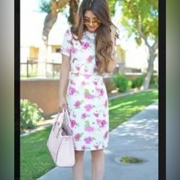 RACHEL PARCELL WHITE Pink Peonies Womans classic cottagecore sheath dress LARGE - Picture 2 of 14